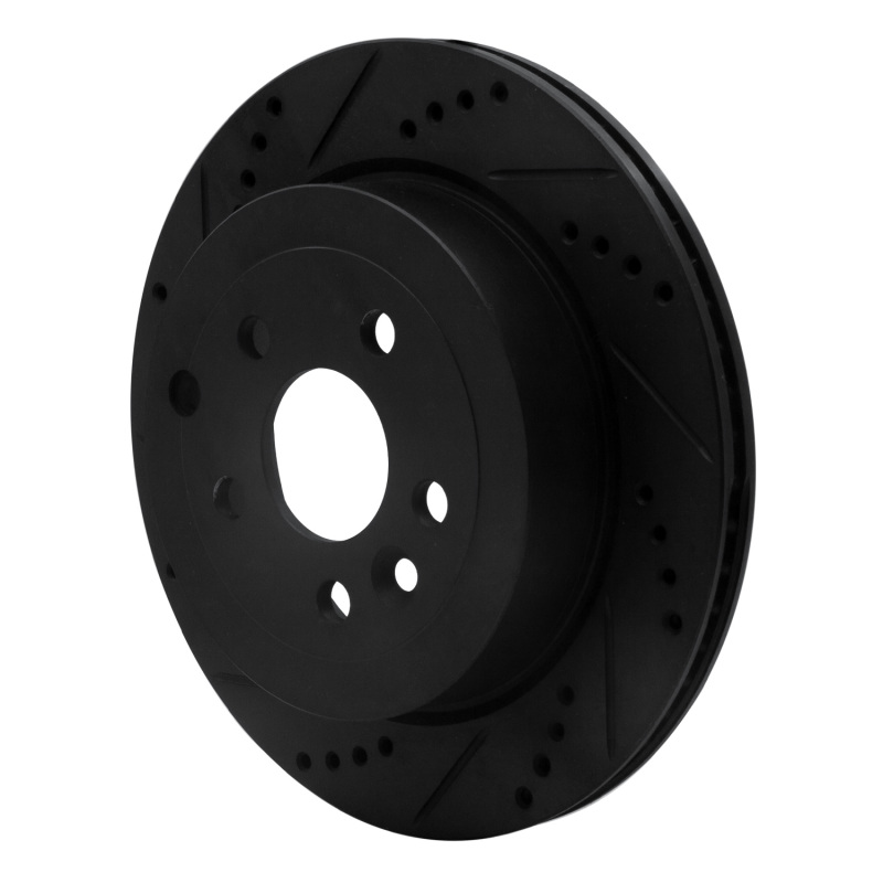 Land Rover LR2 Brake Rotor (1) - Rear Left - R1 Concepts - Drilled & Slotted - Black - `08-`12